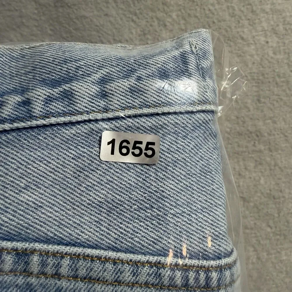 AGOLDE Parker Long High Rise Distressed Cut Off Denim Shorts Blue Women’s 27